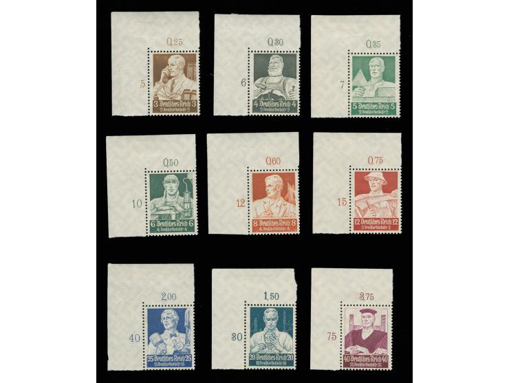 Stände 3-40 Pfg. einheitlich aus der linken oberen Bogenecke (dort Falzrest), postfrisch, Kabinett, Fotoattest Schlegel BPP