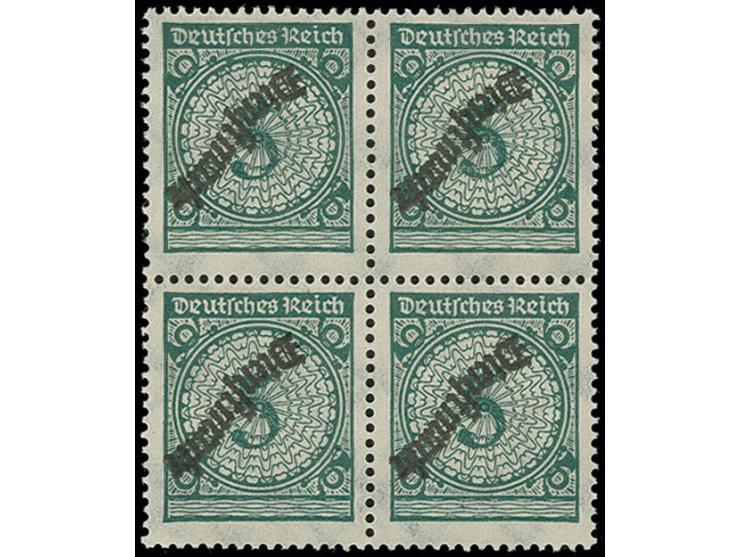 1923, Rentenmark 5 Pfg. mit kopfstehendem Aufdruck im 4er-Block, postfrisch, ein Wert sign. Schwenn, Fotoattest H.D. Schlegel