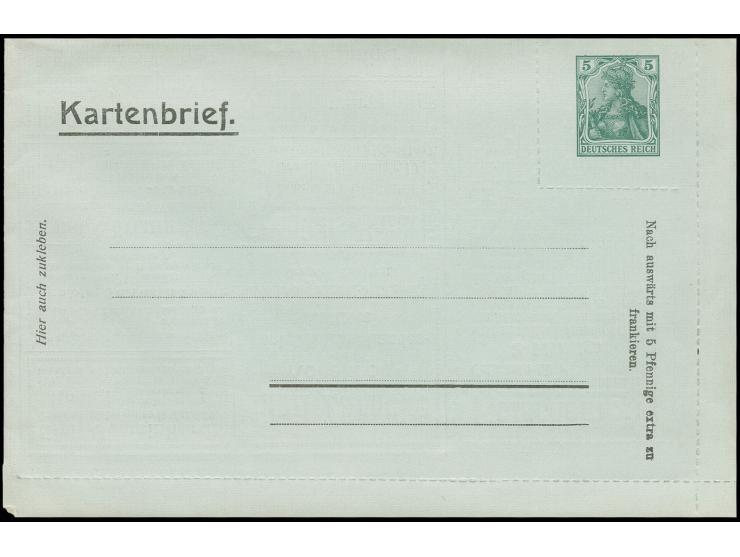 Germania 5 Pfg., Privat-Anzeigen-Kartenbrief für Dresden, Typ B, Serie IV mit Einlageblatt, ungebraucht