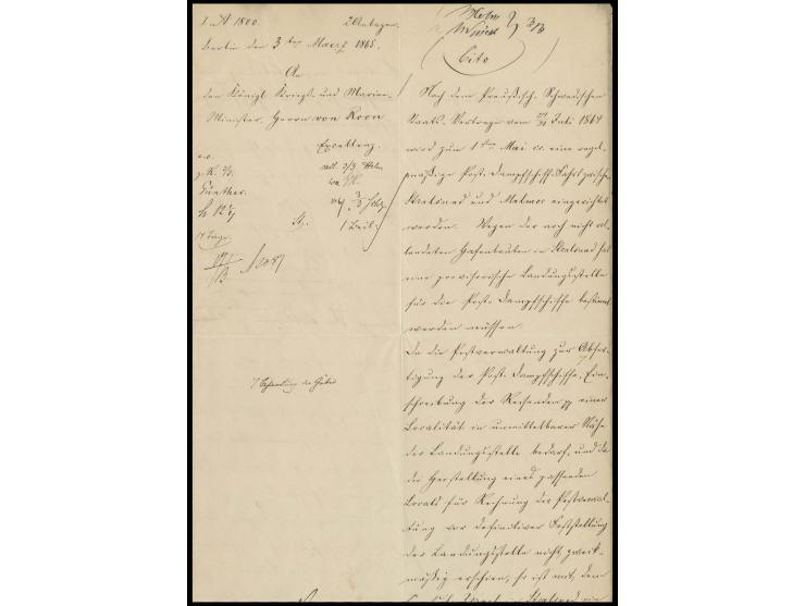 DIVERSES: 1865, Heinrich v. Stephan, eigenhändige Unterschrift auf Abschrift eines Briefes vom 3.3.1865 an Marineminister v. 