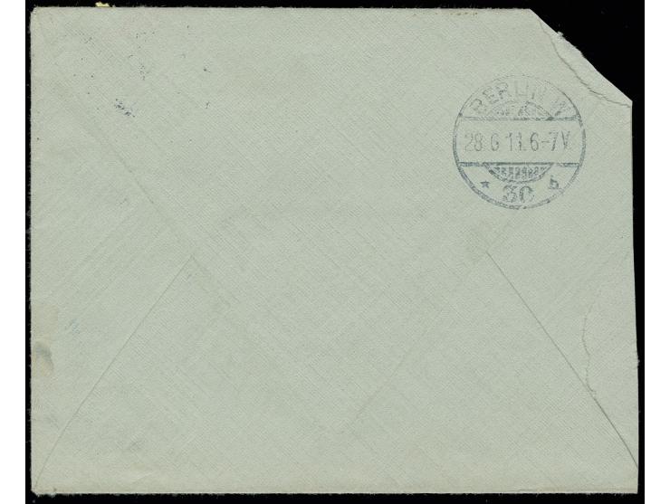 1911, "R Berlin 9 / JUN 27.11", Einschreibeautomaten-Stempel auf R-Ortsbrief mit Germania 25 Pfg. (kleine Mängel) gestempelt 
