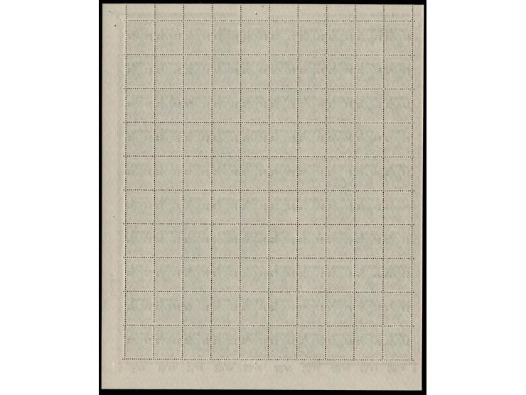 1905/13, mit Wz.: 10 Pa. -4 Pia., die Pfennig-Werte kpl. in Bogen zu 100 Marken, dabei 2½ Pia. auf dem seltenen orangeweißen 