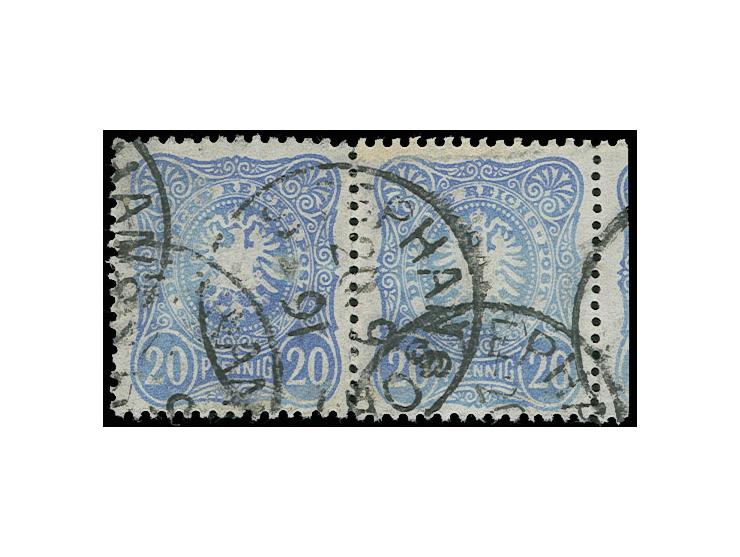 Vorläufer: Pfennig-Ausgabe 20 Pfg. ultramarin im waagerechten Paar mit Stempel "STEPHANSORT 20 9 91", sign. Mansfeld