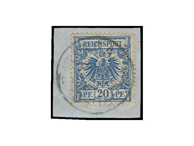 20 Pfg. blau mit leichtem EKr. "GROSS-BATANGA 22/8 93" (Monat kopfstehend) auf Briefstück, Pracht, Fotoattest Jäschke-L. BPP 
