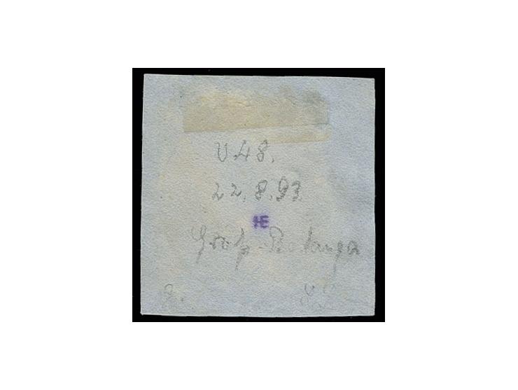 20 Pfg. blau mit leichtem EKr. "GROSS-BATANGA 22/8 93" (Monat kopfstehend) auf Briefstück, Pracht, Fotoattest Jäschke-L. BPP 