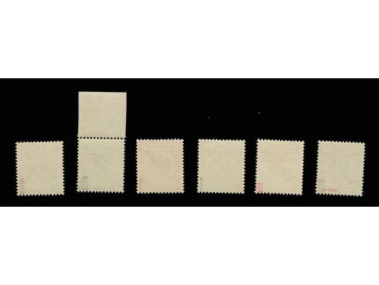 1899, Diagonalaufdruck 3-50 Pfg. kpl., dabei 5 Pfg. Oberrandstück, alle postfrisch in tadelloser Erhaltung, Kabinett, diverse