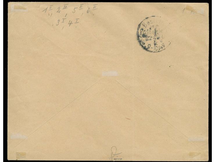 10 und 20 Pfg. mit Steilaufdruck 3, 5, 25 und 50 Pfg. mit jeweils zentrischem Stempel "PONAPE 9/1 01" auf philatelistischem R