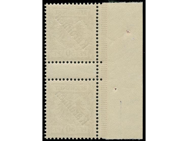 50 Pfg. im senkrechten Zwischenstegpaar vom linken Bogenrand, postfrisch, Kabinett (Mi. 6.000,-)