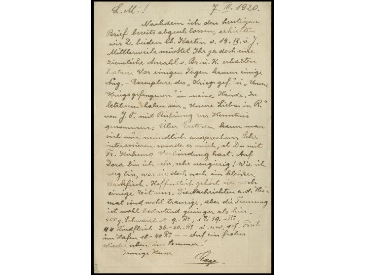 RUSSISCHE LAGER: 1920, STPDG-Vordruckkarte mit 6-sprachigem Text mit rotem japanischem Siegelstempel und violettem russischem