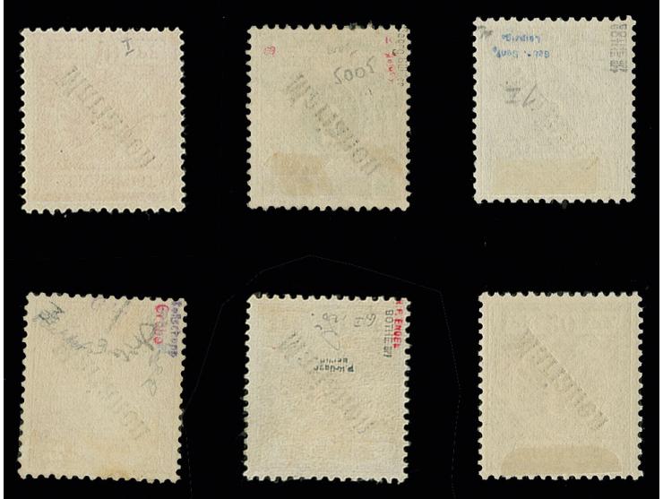 1899/1900, Diagonalaufdruck 3 Pfg.-50 Pfg. kpl., ungebraucht, diverse Signaturen, 3 Pfg. Fotoattest Bothe BPP (1977) und 5 Pf