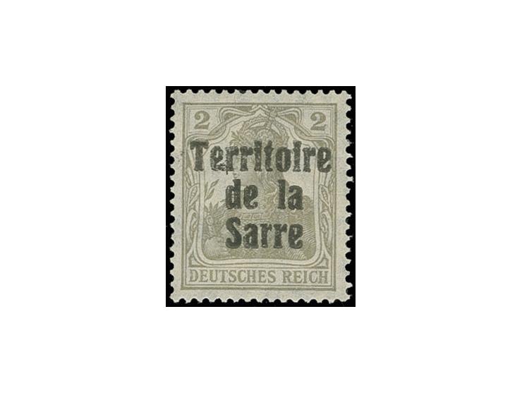 2 Pf.  mit Probeaufdruck "Territoire de la Sarre", ungebraucht, Fotoattest Braun BPP