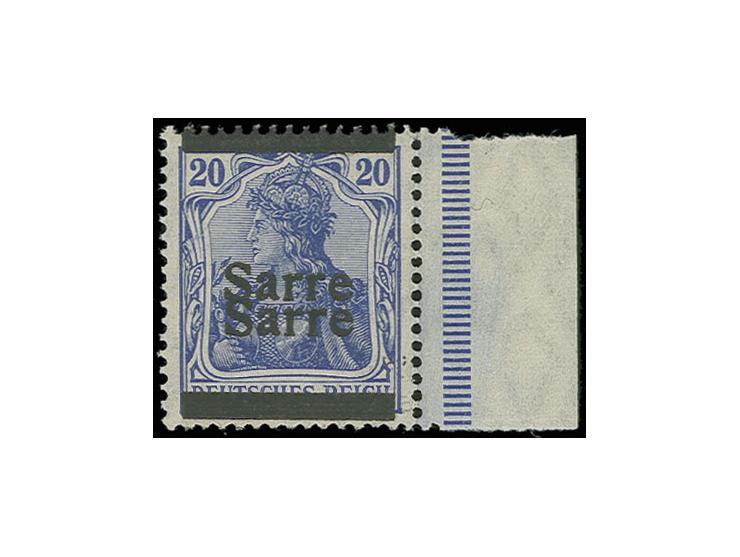 20 Pfg., doppelter Aufdruck, rechtes Randstück, postfrisch, u.a. signiert Brun (Mi. 1200.-).
