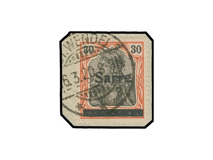 30 Pf. auf orangeweiß, sauber gestempelt auf Briefstück, signiert Krüger, Fotoattest Braun BPP (Mi. 600.-)