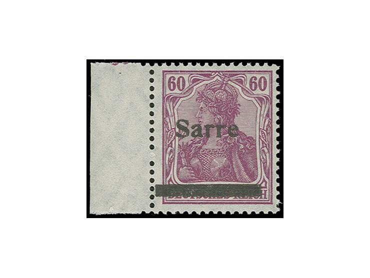 60 Pfg. purpurlila vom linken Rand, postfrisch, Pracht, u.a. sign. Dub und Fotoattest A.Burger und Braun BPP (Mi. 750,-)