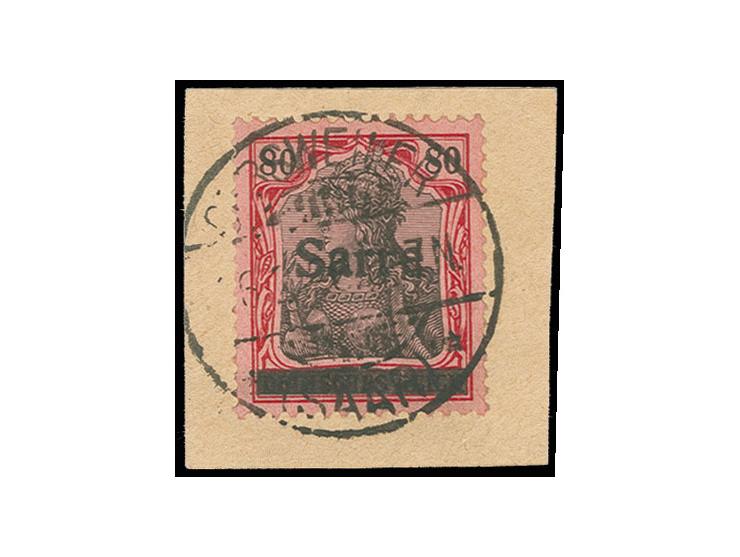 80 Pfg. mit Stempel "GERSWEILER 16.2.20" auf Briefstück, Pracht, sign. Böcking und Fotobefund Braun BPP