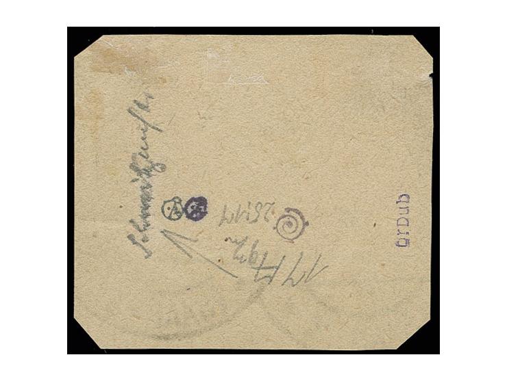 1 M., doppelter Aufdruck, mit Stempel von Neunkirchen auf Briefstück,sign. Dr. Dub u. a. (Mi.1800.-)