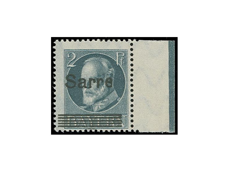 2 Pfg. mit Aufdruckabart "geschlossenes e", posfrisch vom rechten Bogenrand (Feld 90), doppelt sign. Dr. Dub, Fotoattest Burg