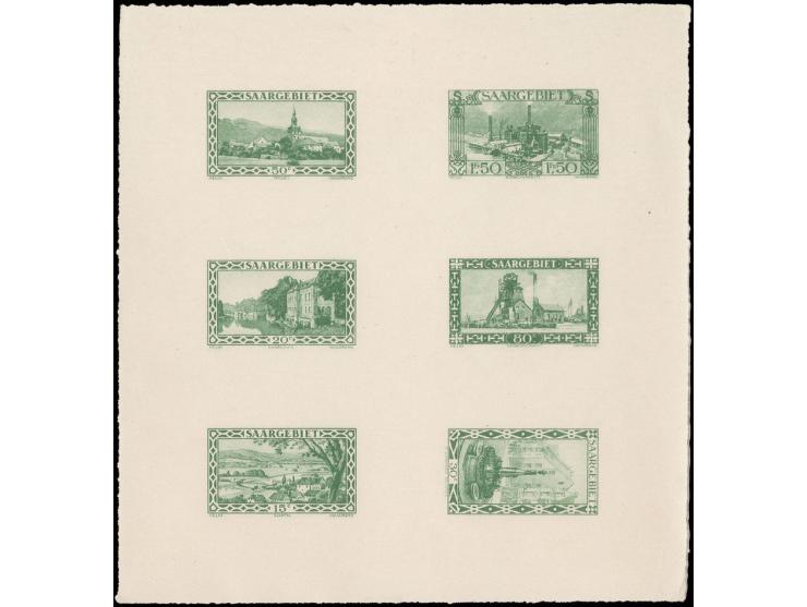 1926, Landschaften, Probedruck-Kleinbogen mit 6 Werten ex 15 C.-1,50 Fr. in gelblichgrün, postfrisch, sign. Hoffmann BPP