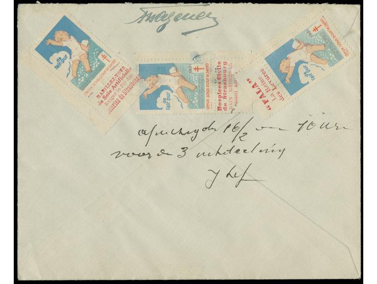 40 C., 60 C. und 2 Fr.als  portogerechte Frankatur auf R-Brief von " Saarbrücken (BURBACH) 15.2.32" nach Belgien