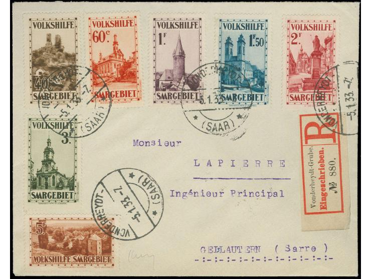 40 C. - 5 Fr. kpl. auf R-Brief von "VONDERHEYDT 5.1.33" nach Geislautern mit Ankunftsstempel