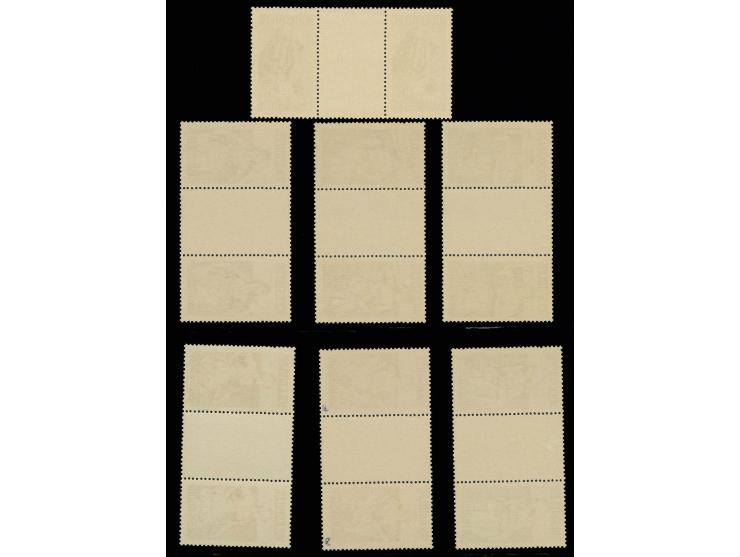 1934, Volkshilfe 40 C.-5 Fr. in waagerechten Zwischenstegpaare, postfrisch, 1.50 Fr. mit kleiner Haftstelle im Steg, sonst ei