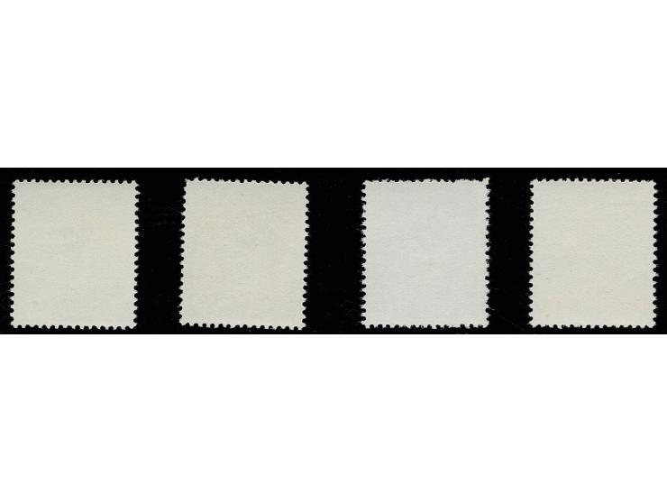 Neuauflage ohne Aufdruck: 3, 16, 20 und 24 Pfg. mit Druck auf der Gummiseite, postfrisch, Pracht