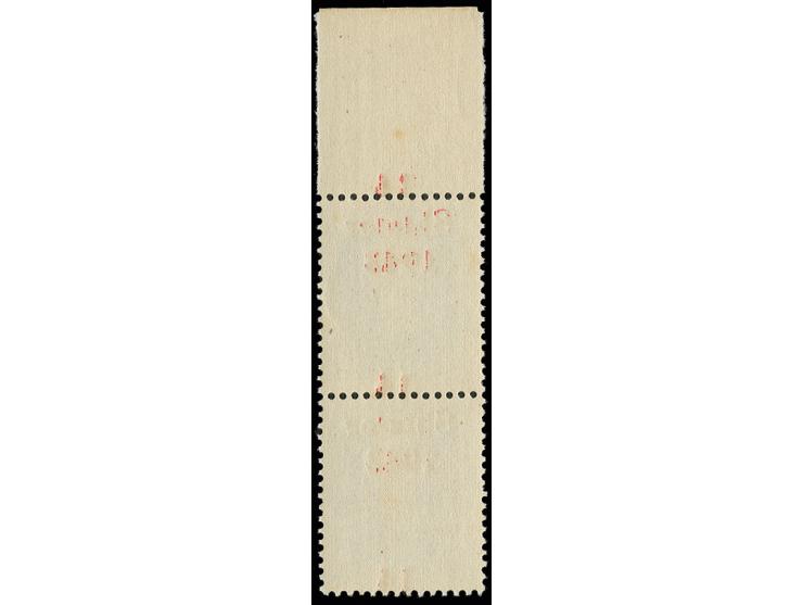 25 Q. im senkrechten Oberrandpaar mit stark verschobenem Aufdruck, dadurch Zeilenreihenfolge 2-1-1, postfrisch, Kabinett