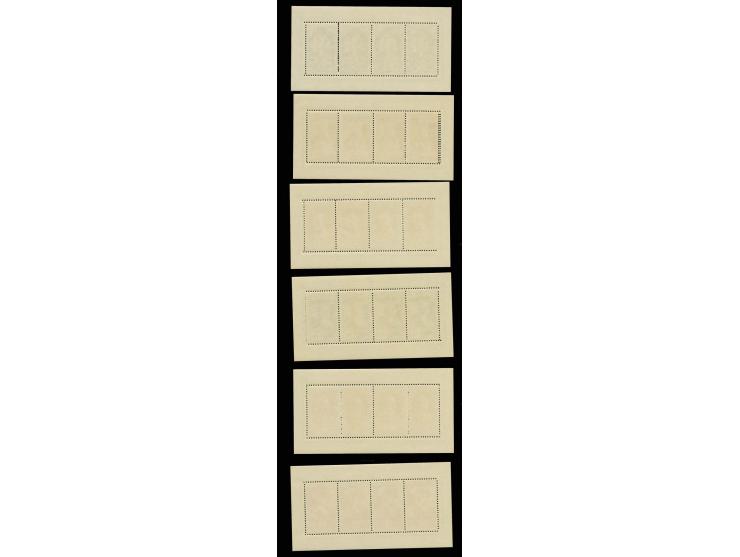 Kaiserbildnisse 5-100 Fr. kpl. in Kleinbogen, 15 Fr. links ungezähnt und 50 sowie 100 Fr. je mit einer einseitigen Doppelzähn