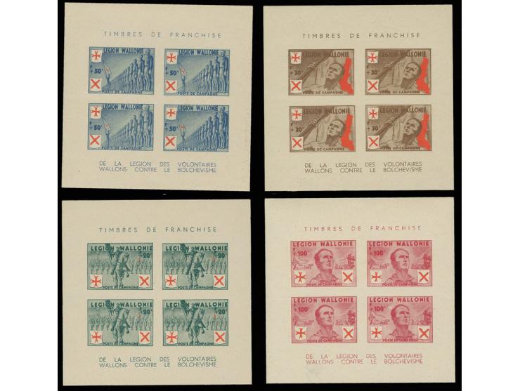 1942, 20-100 Fr. in ungezähnten Kleinbogen,  postfrisch, 50 Fr. mit kleinen Anhaftungen, sonst in guter Erhaltung, sehr selte