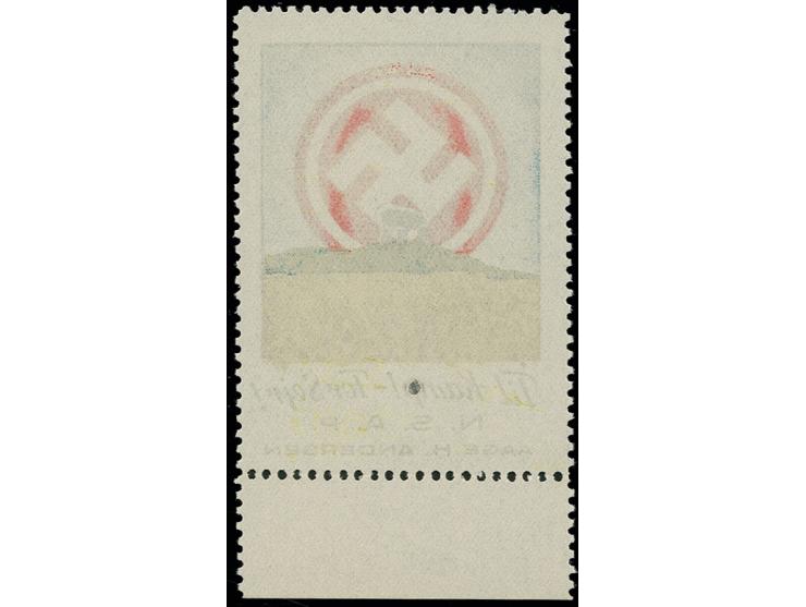 1944, farbige N.S.A.P.-Vignette "Til Kamp" mit Unterrand, postfrisch, Pracht