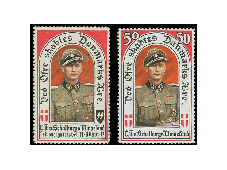 Schalburg-Vignette mit und ohne Werteindruck, postfrisch, ohne Werteindruck zwei kleine ausgebesserte Stellen, sonst einwandf