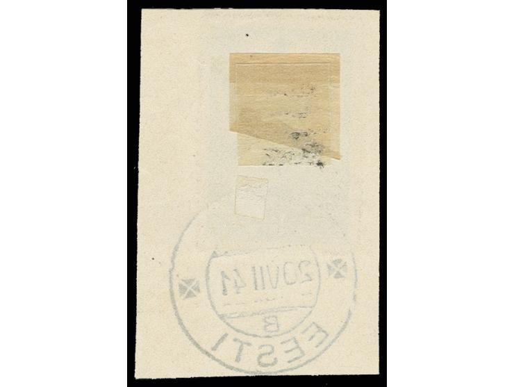 Karelo-Finnische SSR 45 K., mit sauberem Stempel "ELVA 20.VIII 41" auf Briefstück, Kabinett, eine sehr seltene Marke von der 