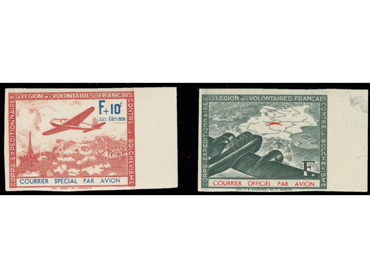 Flugpost 10 Fr., beide Werte ungezähnt mit rechtem Bogenrand, postfrisch, Kabinett, sign. Pickenpack