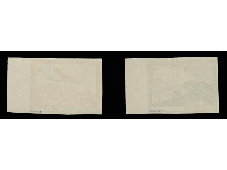 Flugpost 10 Fr., beide Werte ungezähnt mit rechtem Bogenrand, postfrisch, Kabinett, sign. Pickenpack