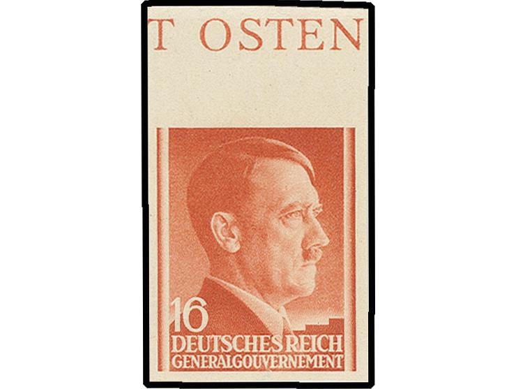 1941, Hitler 16 Gr. ungezähntes Unterrandstück, postfrisch, kleine Knitter, sonst in einwandfreier Erhaltung
