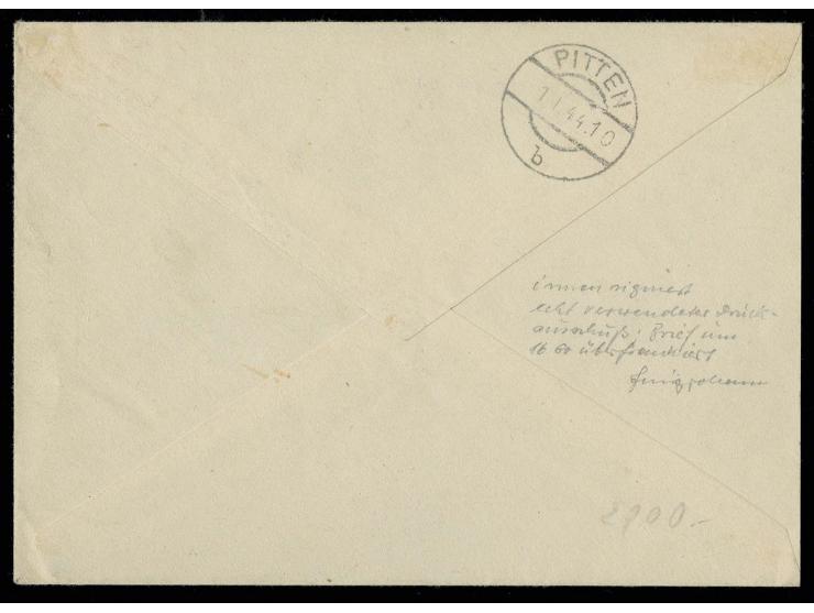 1942, Kulturträger 50 Gr. im ungezähnten waagerechten Paar mit Stempel "SKAWINA über KRAKAU 29.12.43" auf R-Brief nach Pitten