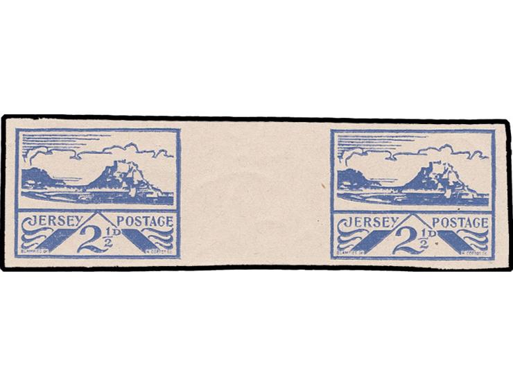 2½ P. im waagerechten Zwischenstegpaar, ungezähnt, postfrisch, unsigniert, Kabinett, sehr selten, Kopie Attest M. Wieneke