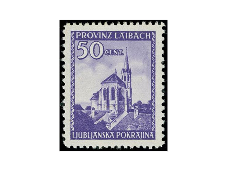 50 C. mit Plattenfehler "Schattenbild des Kirchturms rechts im Markenbild" (Feld 4), postfrisch, Kabinett, Fotoattest Kleyman