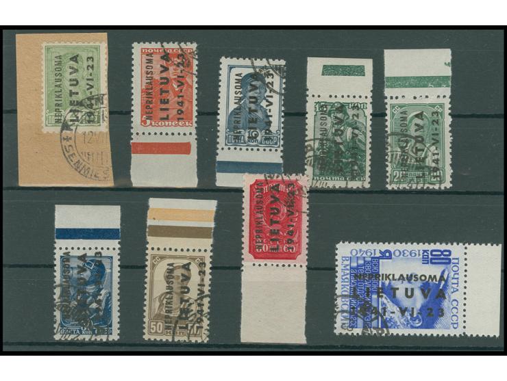 1941, Landesausgabe 2-80 K. kpl., meist mit Oberr- bzw. Unterrand, 2 K. auf Briefstück, Rest gestempelt, Kabinett, sign. Kris