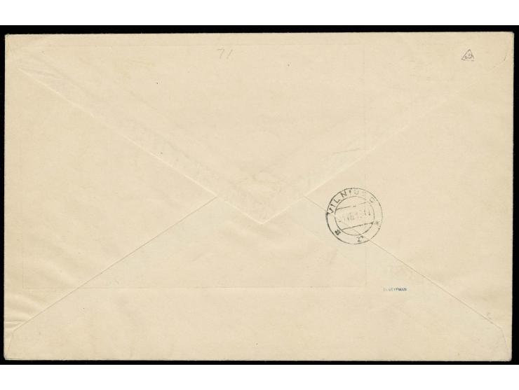 5 K.-1 Rbl., drei komplette Sätze mit je unterschiedlich hohem Aufdruck, mit Stempel "VILNIUS 31.8.41" auf beschriftetem Umsc