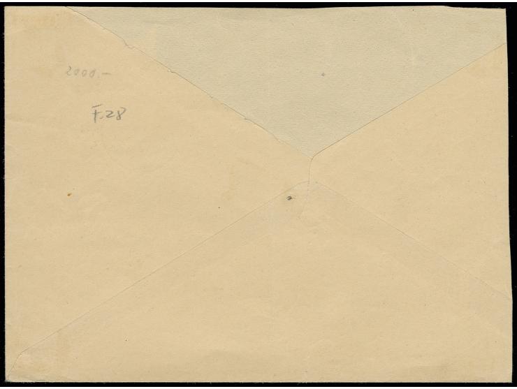 80 K. ultramarin mit kopfstehendem Aufdruck in Type III, mit Stempel "TELSIAI 12.IX.41" auf Blanko-Umschlag, unten links ein 