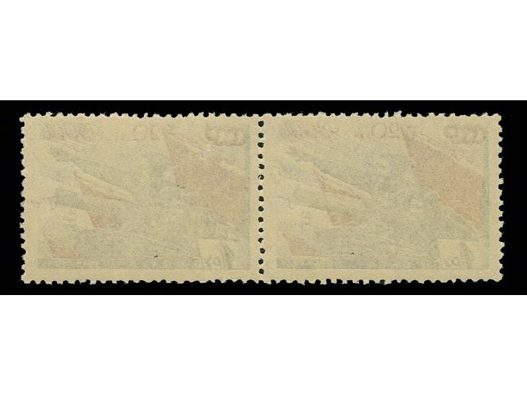 Rote Armee 1 Rbl. im waagerechten Paar mit kopfstehendem Aufdruck in Type I, postfrisch, Kabinett, eine seltene Einheit, Foto
