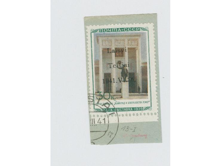 2. Auflage: Pavillon des Nordostens 30 K., Type I mit Unterrand mit Stempel "(TEL)SIAI VIII.41." auf Briefstück, Kabinett, Fo