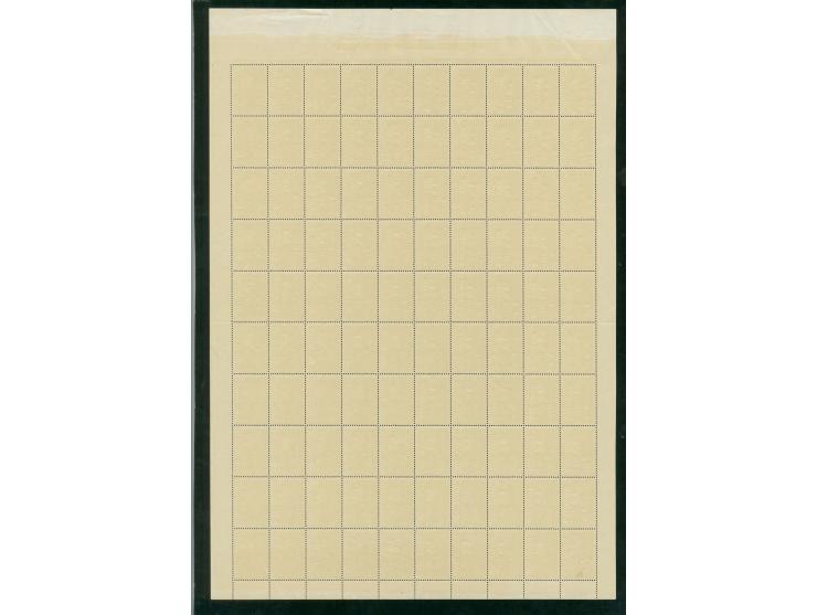 9 L. im kpl. Bogen mit 100 Werten, dabei u.a. Aufdrucktype I und Aufdruckfehler III, IV, V, VI und IX , Bogen einmal gefaltet