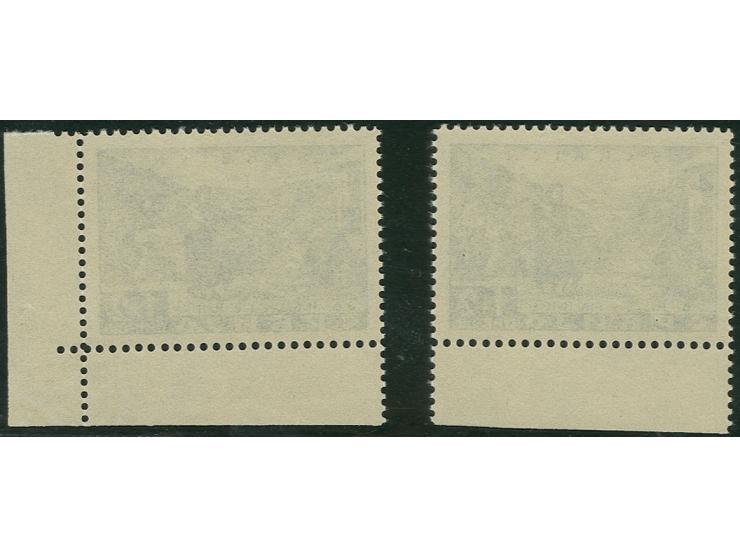 Katastrophengeschädigte Bevölkerung 1 Din., zwei Einzelwerte mit Unterrand bzw. aus der rechten unteren Bogenecke mit Platten