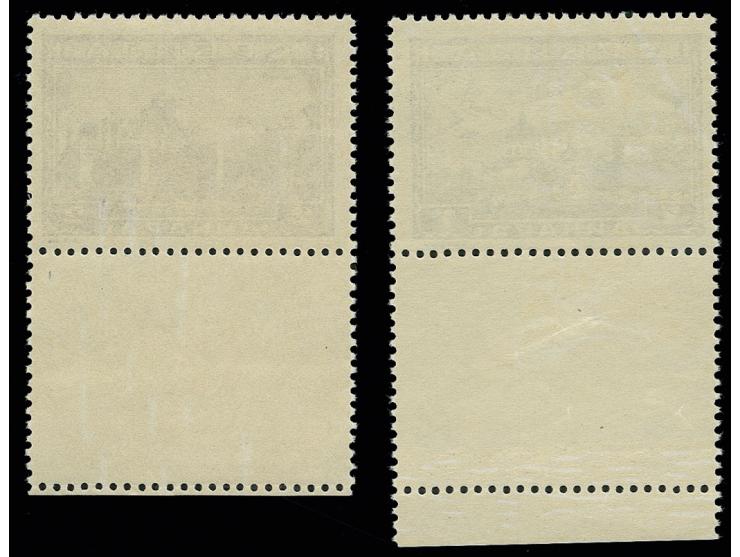 Serbische Klöster 2 Din. und 7 Din., je mit Leerfeld unten, postfrisch, Pracht, Fotoatteste Brunel und Kleymann BPP (Mi. 1.00