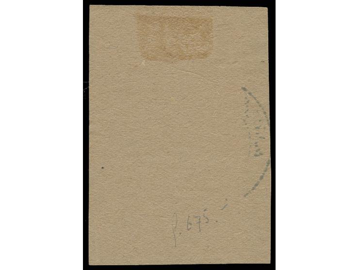 1942, Zulassungsmarke blau im ungezähnten senkrechten Paar mit Stempel "MARIENWERDER 13.3.43" auf Briefstück, Pracht (Mi. 520
