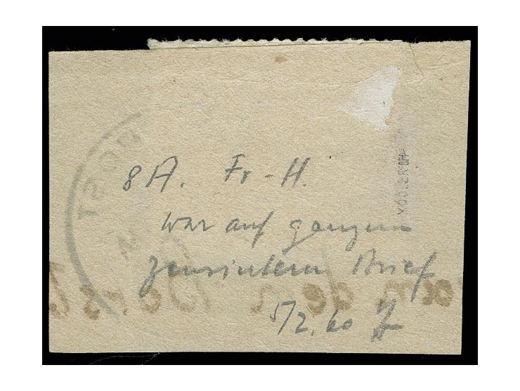 dito, mit Normstempel "b 11.12." auf Briefstück, Marke oben rechts fehlerhaft durch Randklebung, sign. Mogler BPP und Fotoatt