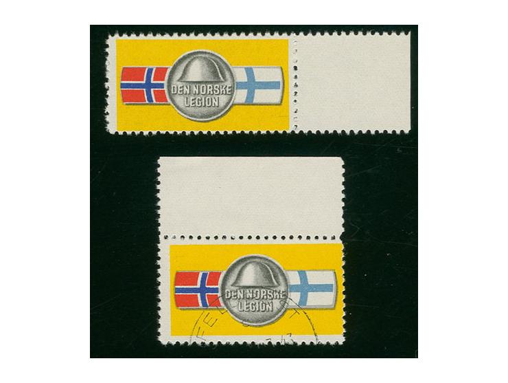 NORSKE LEGION: 1943, mehrfarbige Vignette, 2 Stück postfrisch und gestempelt, jeweils mit Rändern, Kabinett