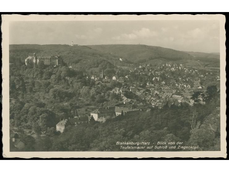 1939, Übungspost August, Ansichtskarte mit Hindenburg 6 Pfg. (Zahnfehler) gestempelt "BLANKENBURG (HARZ) 27.8.39" an Übungspo